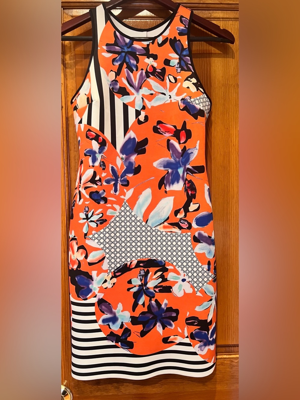 Vibrant Floral and Geometric Dress